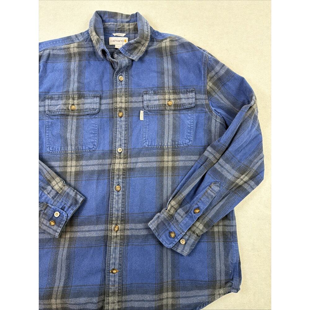 Carhartt Mens Flannel Shirt Large‎ Plaid Original Fit Heavyweight Outdoor Gorp - Picture 3 of 10